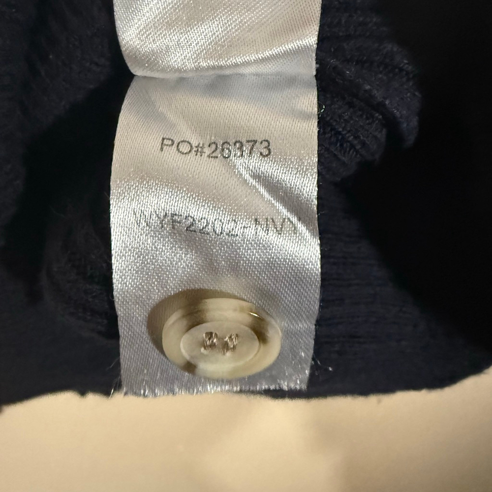 Faherty Mikko Polo Cashmere Cotton Ribbed Sweater Navy Bella Swan Small - Picture 8 of 8